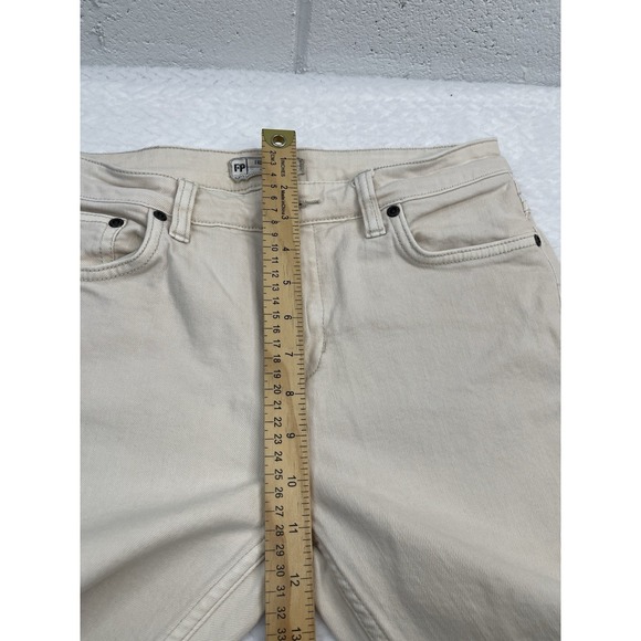 Free People Women's  Ivory Denim Crop  Stretch Bootcut Jeans Size 27 - Picture 5 of 10